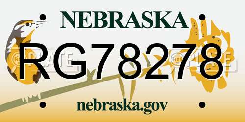 RG78278 Nebraska License Plate