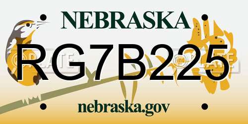 RG7B225 Nebraska License Plate