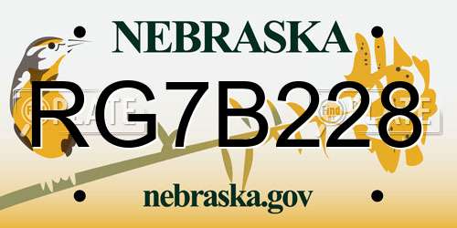 RG7B228 Nebraska License Plate