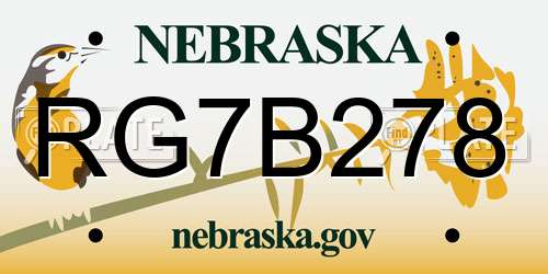 RG7B278 Nebraska License Plate