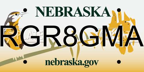 RGR8GMA Nebraska License Plate