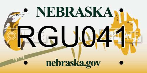 RGU041 Nebraska License Plate