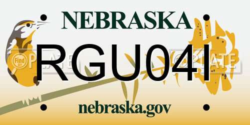 RGU04I Nebraska License Plate