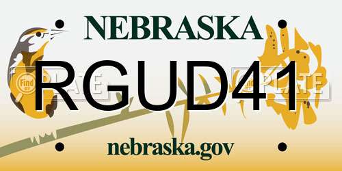 RGUD41 Nebraska License Plate