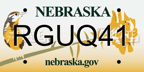 RGUQ41 Nebraska License Plate