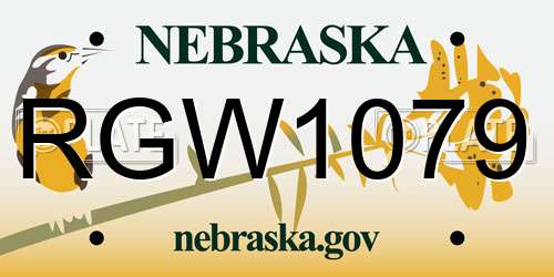 RGW1079 Nebraska License Plate