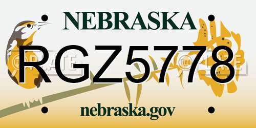 RGZ5778 Nebraska License Plate