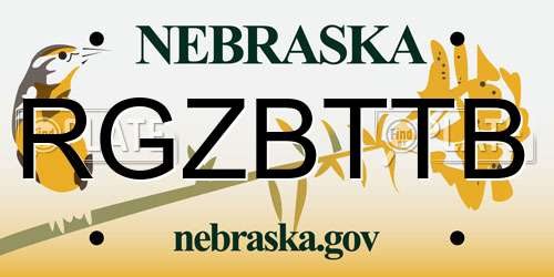 RGZBTTB Nebraska License Plate
