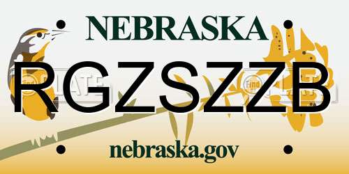 RGZSZZB Nebraska License Plate