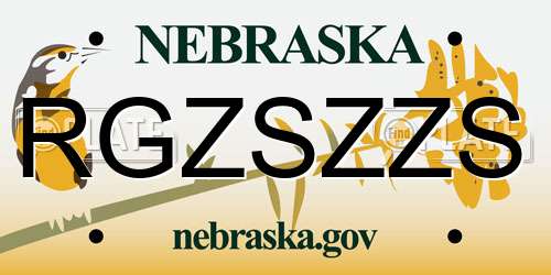 RGZSZZS Nebraska License Plate