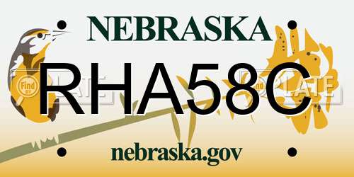 RHA58C Nebraska License Plate