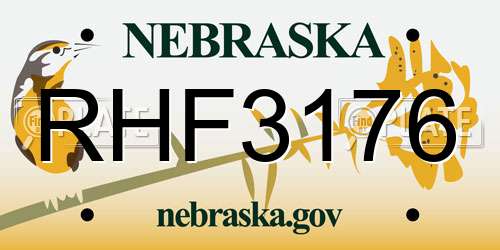 RHF3176 Nebraska License Plate