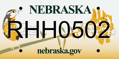 RHH0502 Nebraska License Plate