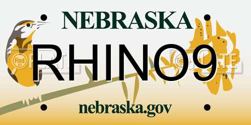 RHINO9 Nebraska License Plate