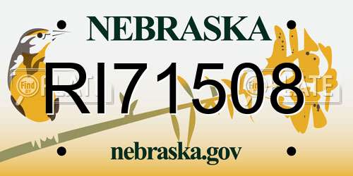 RI71508 Nebraska License Plate