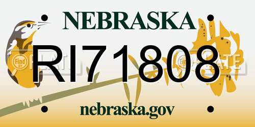 RI71808 Nebraska License Plate