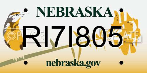 RI7I805 Nebraska License Plate