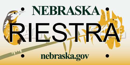 RIESTRA Nebraska License Plate
