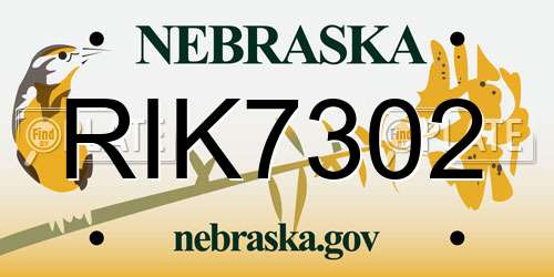 RIK7302 Nebraska License Plate