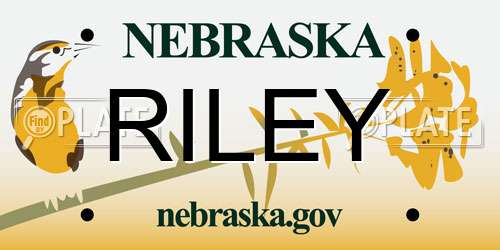 RILEY Nebraska License Plate