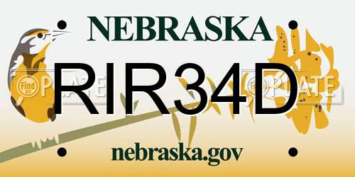 RIR34D Nebraska License Plate
