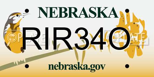 RIR34O Nebraska License Plate