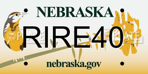 RIRE40 Nebraska License Plate