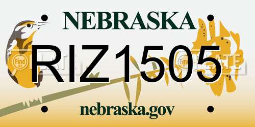 RIZ1505 Nebraska License Plate