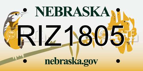 RIZ1805 Nebraska License Plate