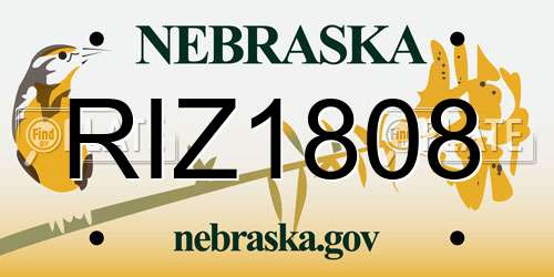 RIZ1808 Nebraska License Plate