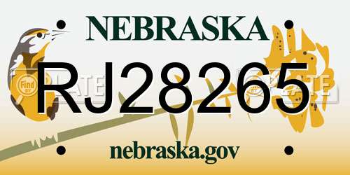 RJ28265 Nebraska License Plate