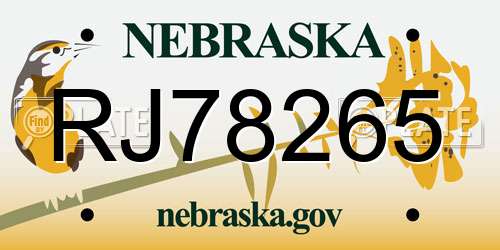 RJ78265 Nebraska License Plate