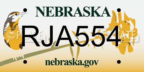 RJA554 Nebraska License Plate