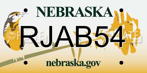 RJAB54 Nebraska License Plate