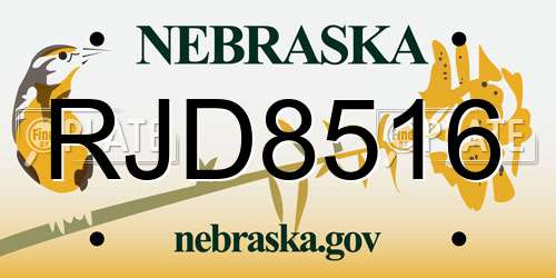 RJD8516 Nebraska License Plate
