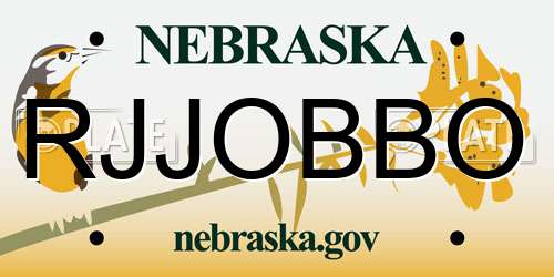 RJJOBBO Nebraska License Plate