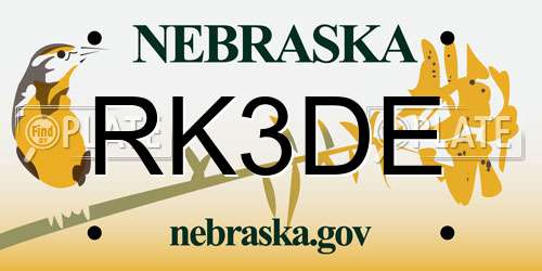 RK3DE Nebraska License Plate