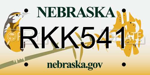 RKK541 Nebraska License Plate