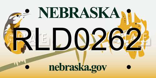 RLD0262 Nebraska License Plate