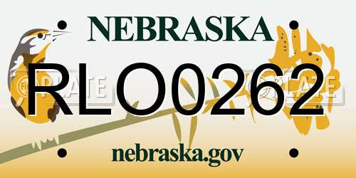 RLO0262 Nebraska License Plate