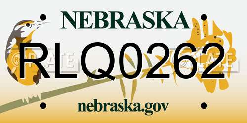 RLQ0262 Nebraska License Plate