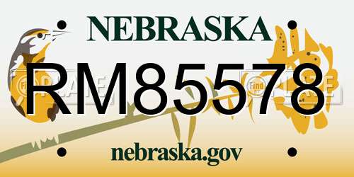 RM85578 Nebraska License Plate