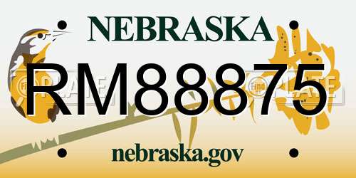 RM88875 Nebraska License Plate