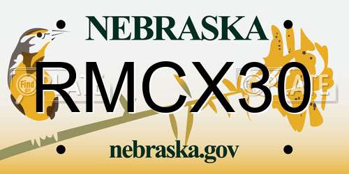 RMCX30 Nebraska License Plate