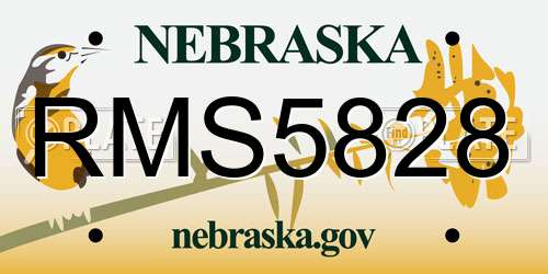 RMS5828 Nebraska License Plate
