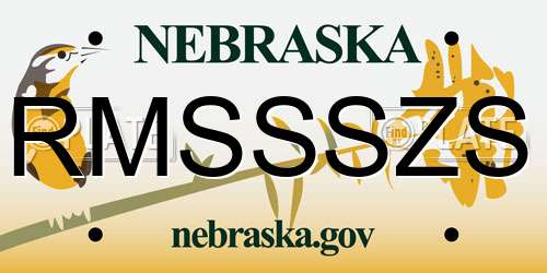 RMSSSZS Nebraska License Plate