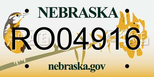 RO04916 Nebraska License Plate