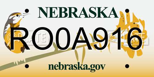 RO0A916 Nebraska License Plate