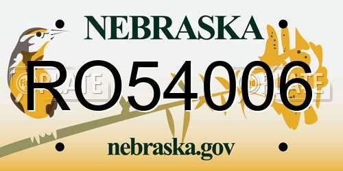 RO54006 Nebraska License Plate