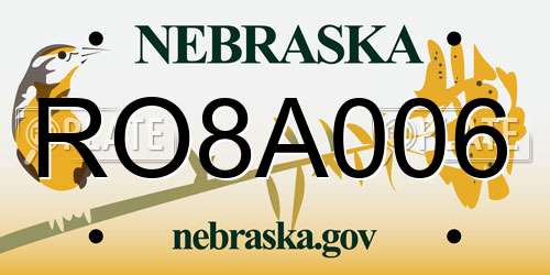 RO8A006 Nebraska License Plate